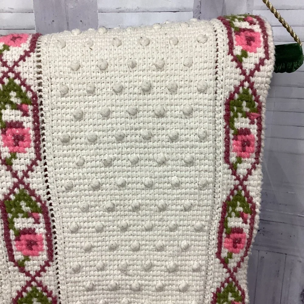 Handmade Bobble Stitch Cross Stitch Afghan Blanket